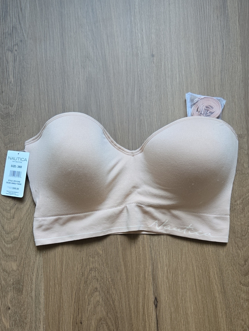 Nautica Intimates Strapless Bra 38D Barely There Convertible Wireless NWT